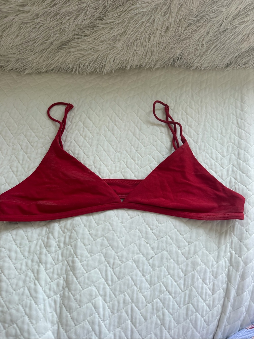 Tropic of C Ischia Triangle Bikini Top Red Poppy Size L Fits Medium